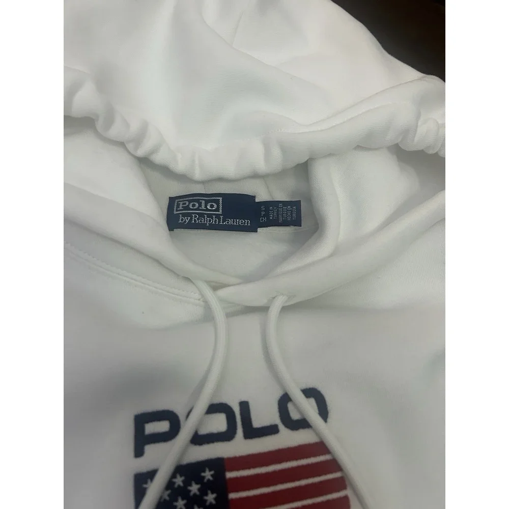 Polo Ralph Lauren Flag Fleece Hoodie & Pants White  USA Embroidered Men's 2PC